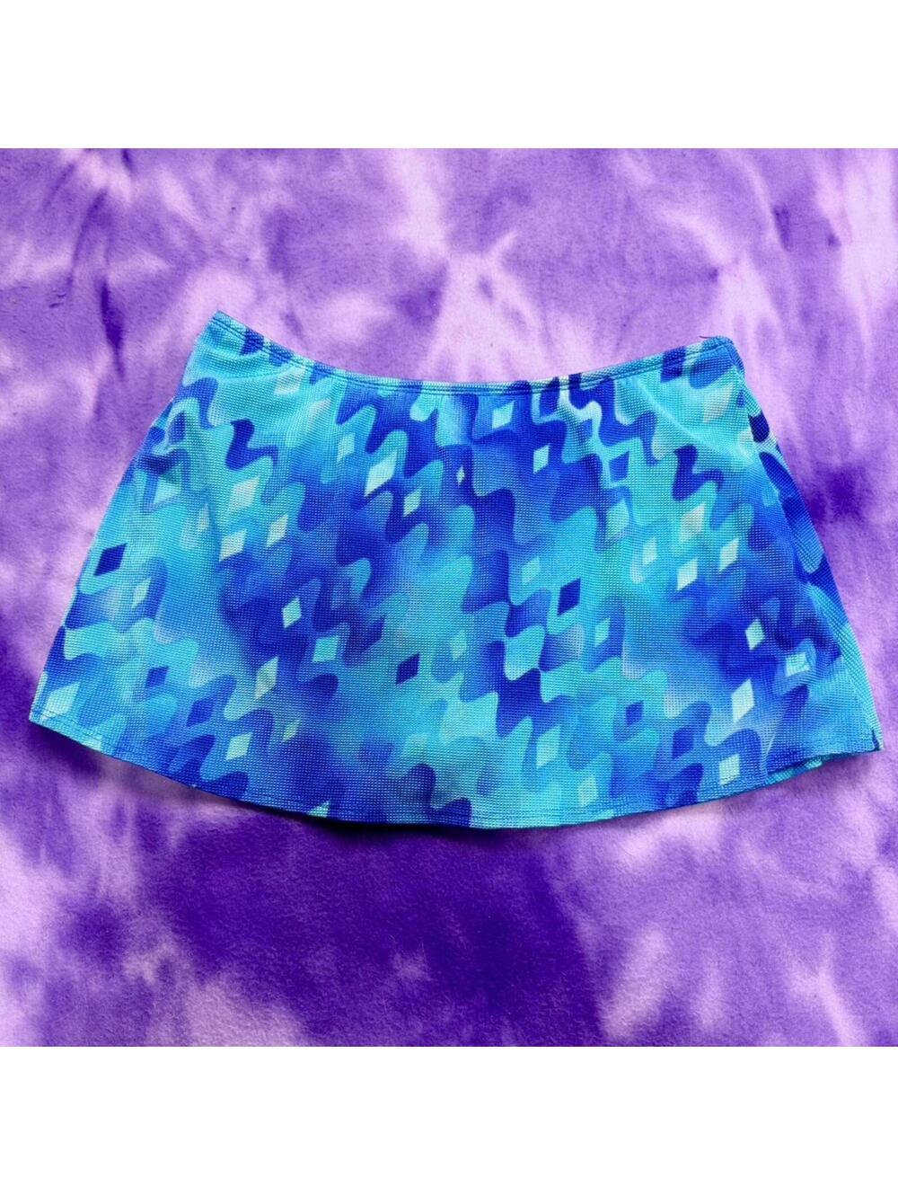 90s Athena Collection blue swim mini skirt with built in bottoms